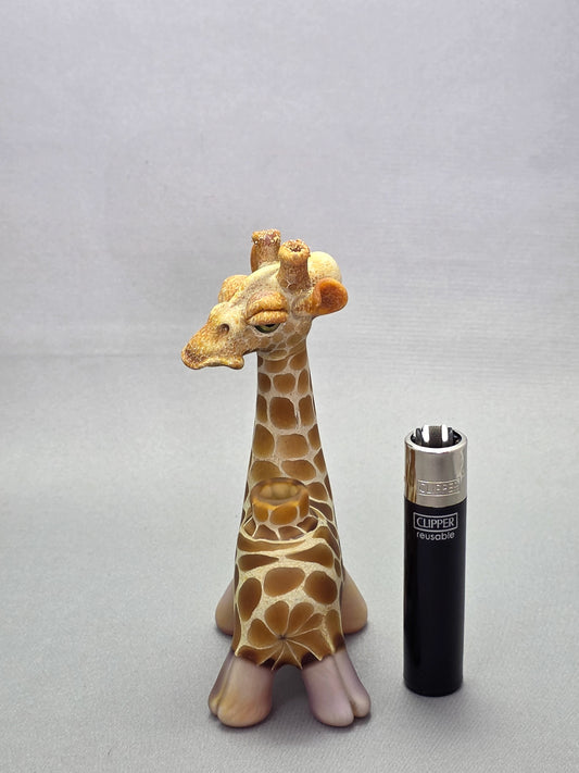 Robertson Glass Giraffe-shaped glass pipe on a light grey background