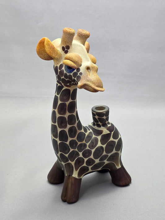 Robertson Glass Giraffe-shaped glass pipe on a light grey background