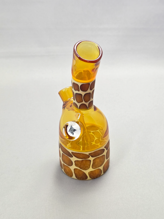 Robertson Glass yellow giraffe pattern glass rig on a light grey background