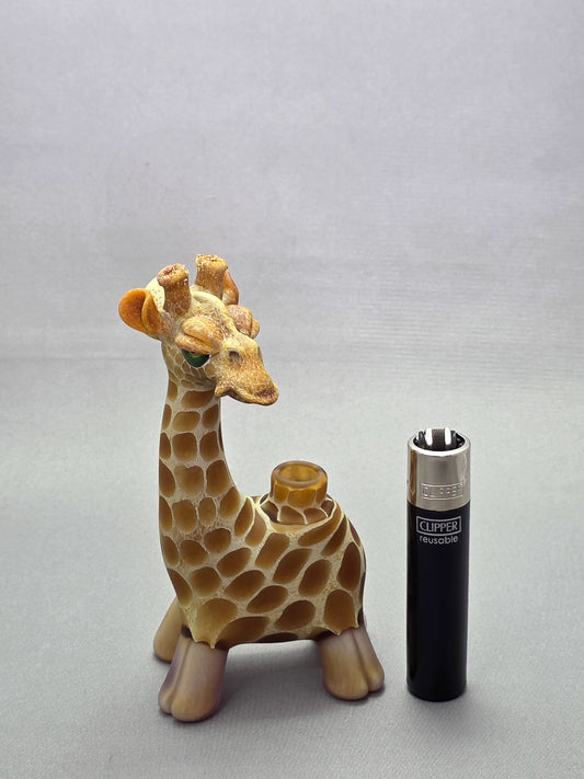 Robertson Glass Giraffe-shaped glass pipe on a light grey background