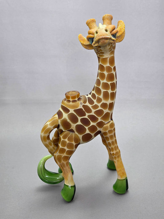 Robertson Glass Giraffe-shaped glass pipe on a light grey background