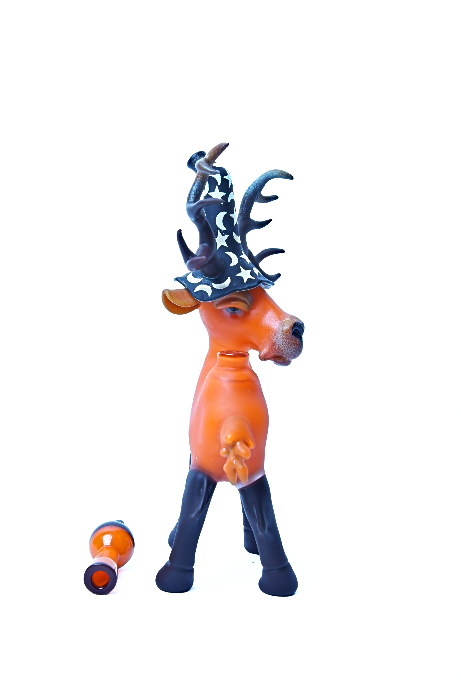 Robertson Glass rig. figure of a deer with a patriotic hat on a white background