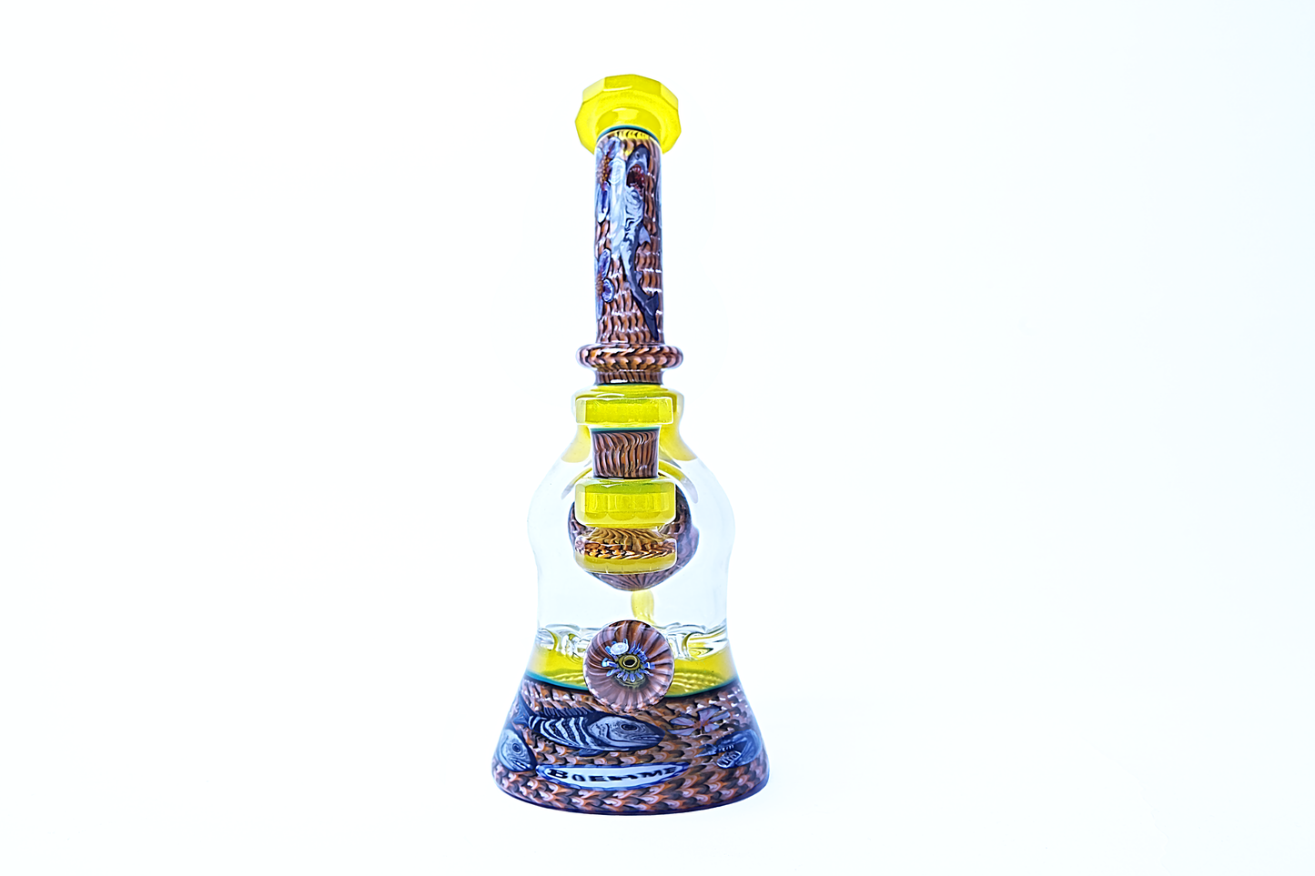Conversion glass x Stephen Boehme Decorative glass rig with colourful ocean animal patterns on a white background 