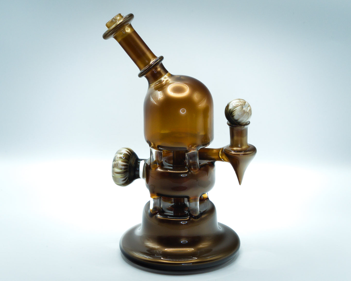Chilling Glass Jack Stack glass pipe with a colourful glass knob on a white background
