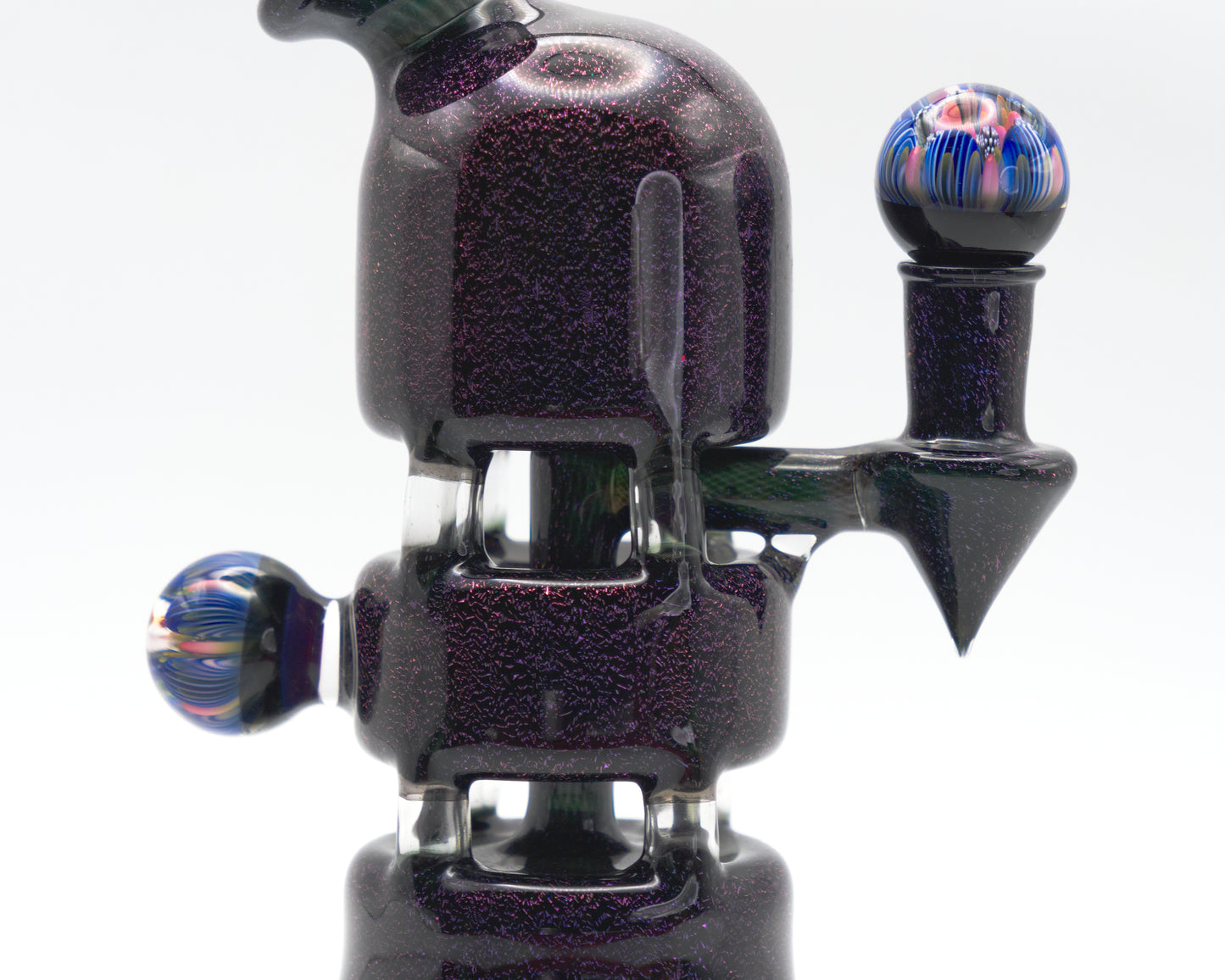 Chilling Glass Jack Stack glass pipe with a colourful glass knob on a white background