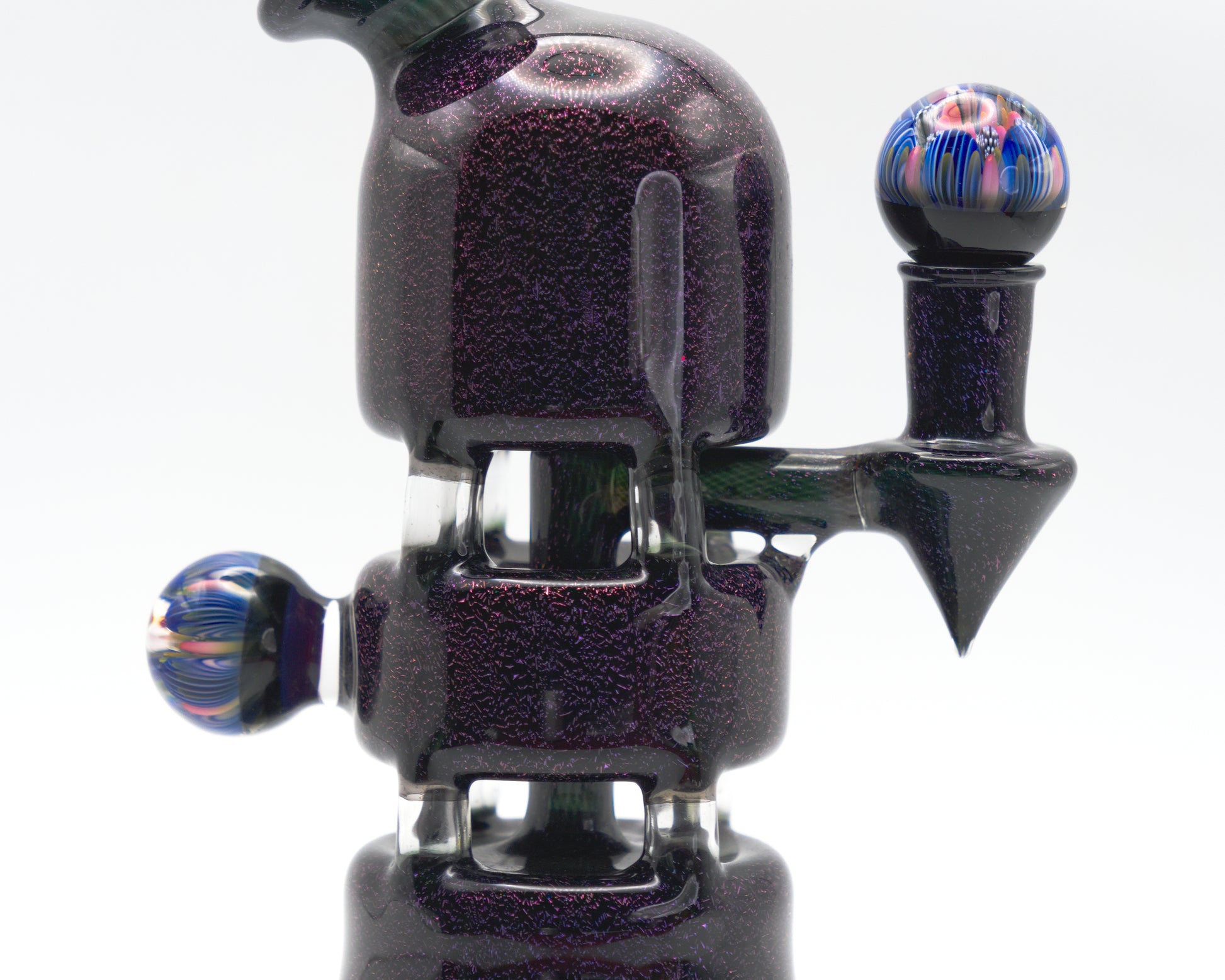 Chilling Glass Jack Stack glass pipe with a colourful glass knob on a white background