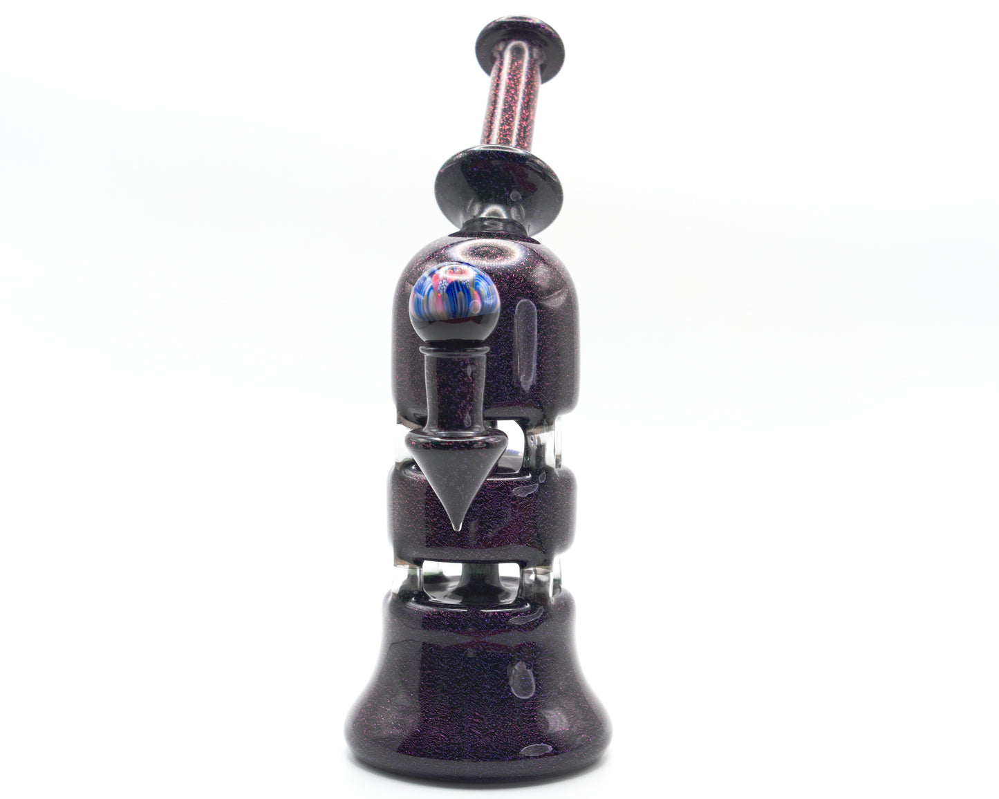 Chilling Glass Jack Stack glass pipe with a colourful glass knob on a white background