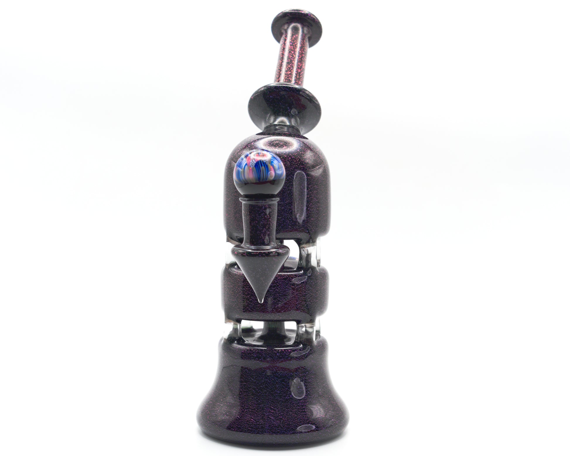 Chilling Glass Jack Stack glass pipe with a colourful glass knob on a white background