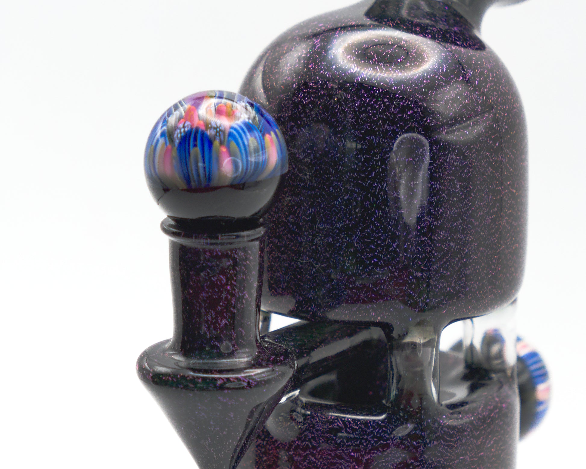 Chilling Glass Jack Stack glass pipe with a colourful glass knob on a white background