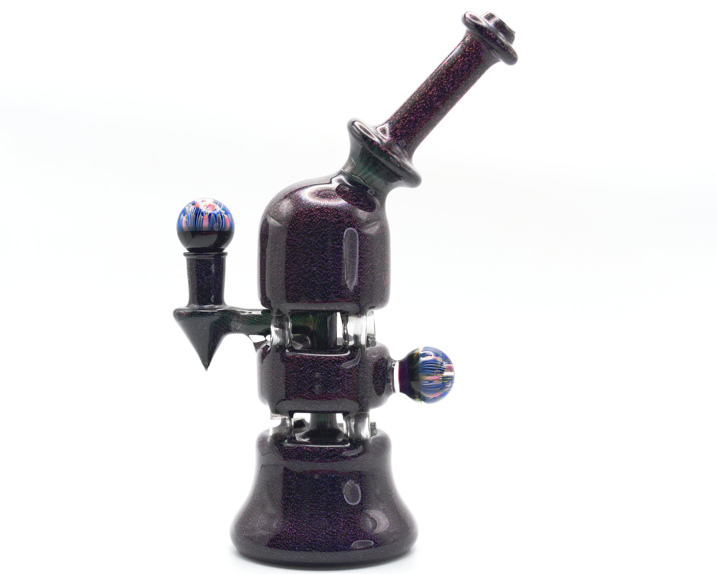 Chilling Glass Jack Stack glass pipe with a colourful glass knob on a white background
