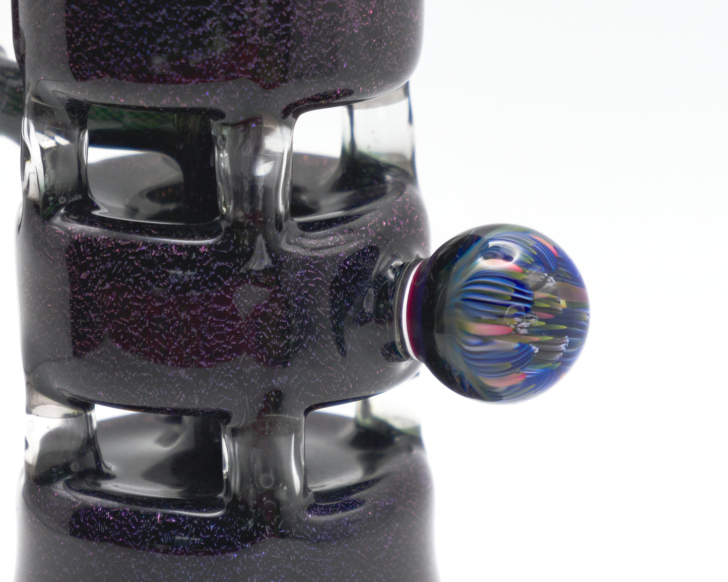 Chilling Glass Jack Stack glass pipe with a colourful glass knob on a white background