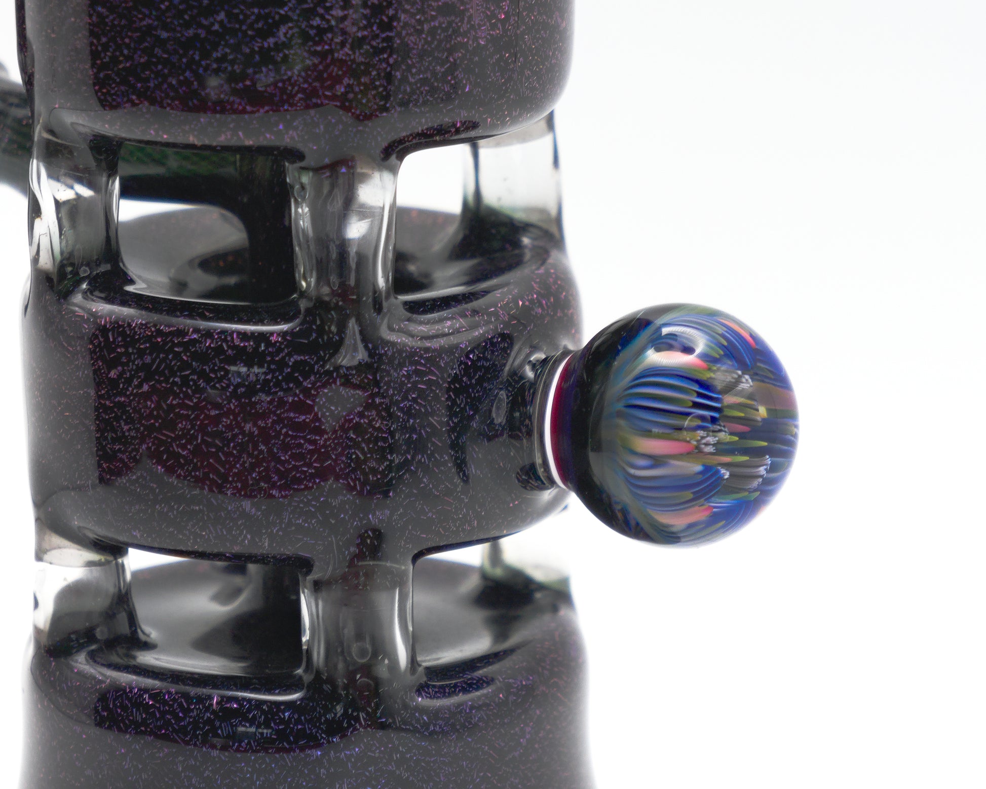 Chilling Glass Jack Stack glass pipe with a colourful glass knob on a white background