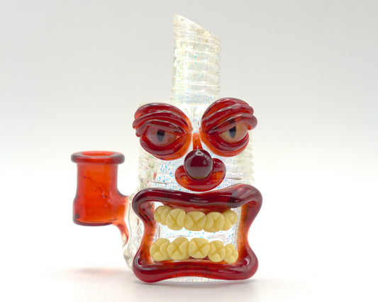 Frostys Fresh Glass figure with a face on a white background