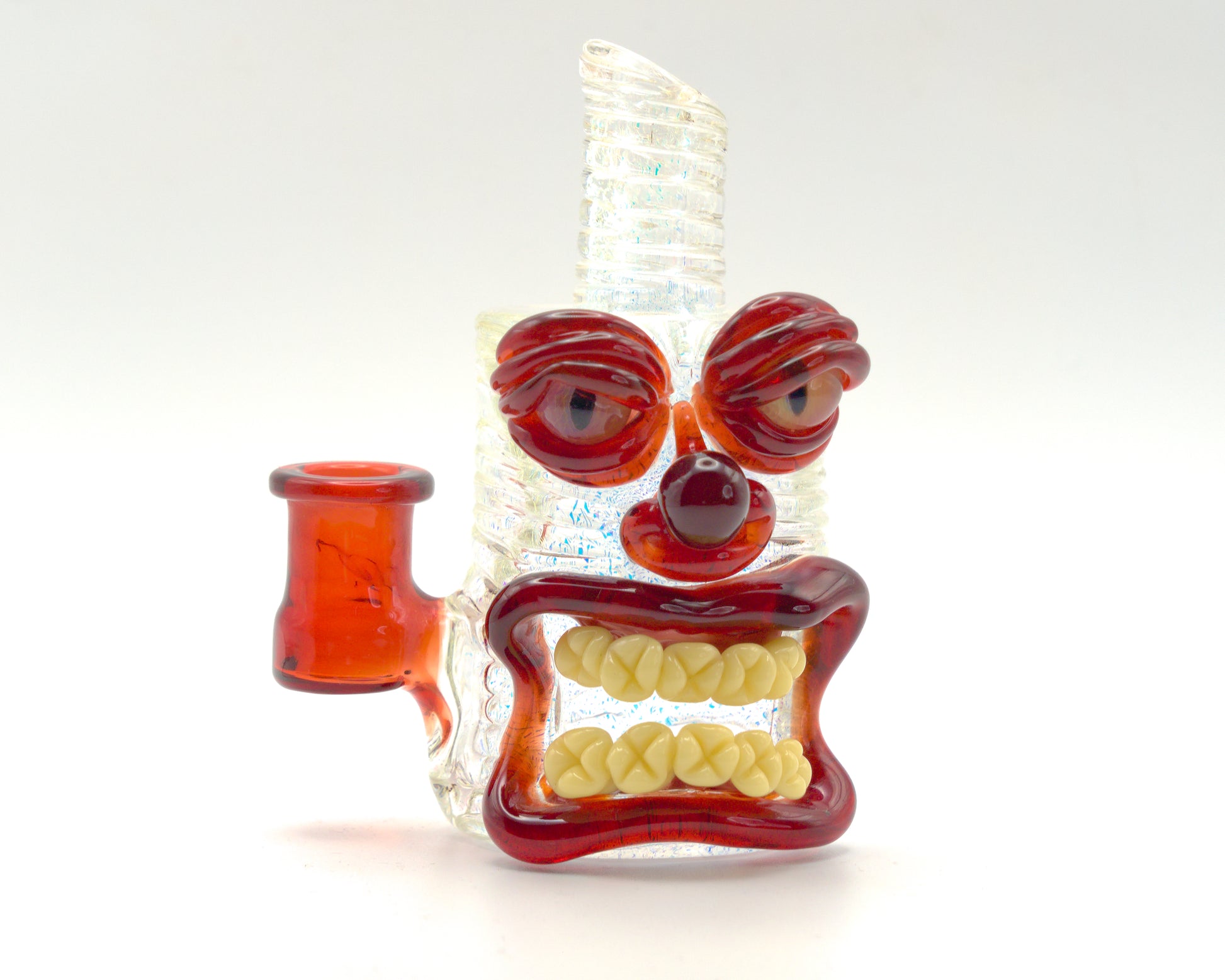 Frostys Fresh Glass figure with a face on a white background